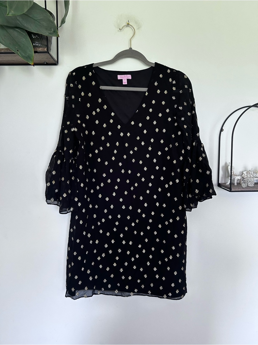 Lilly Pulitzer Carolina Tunic Mini Dress Silk Metallic Size 4